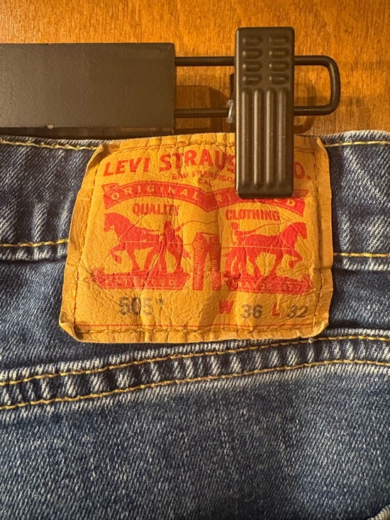 Levi's Other - Levi's 505 Blue Straight Men’s Jeans with Brown Leather Patch